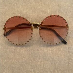 Round Pink Studded Sunglasses